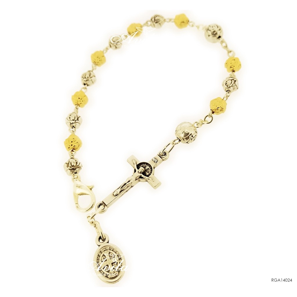 Rosario Gelang Metal  Bentuk Mawar Katolik