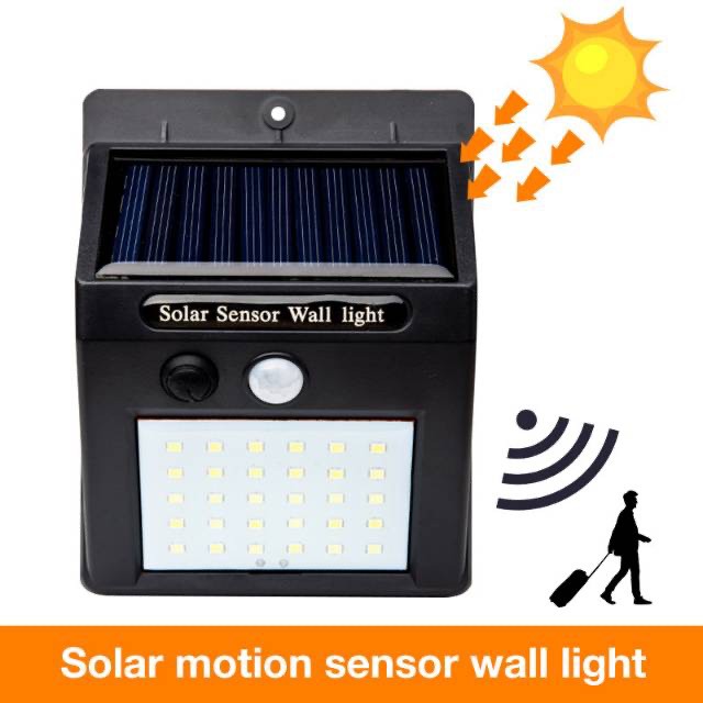 20 - lampu led sensor matahari solar powered 30 led wall light