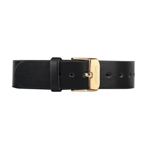 Aegis Black Leather Buckle Rose Gold Strap Jam Tangan