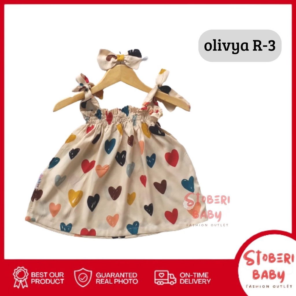 PUNCAK 3.3 stoberi baby - BBB DRESS OLIVYA dress anak perempuan bayi motif bunga lucu free headband