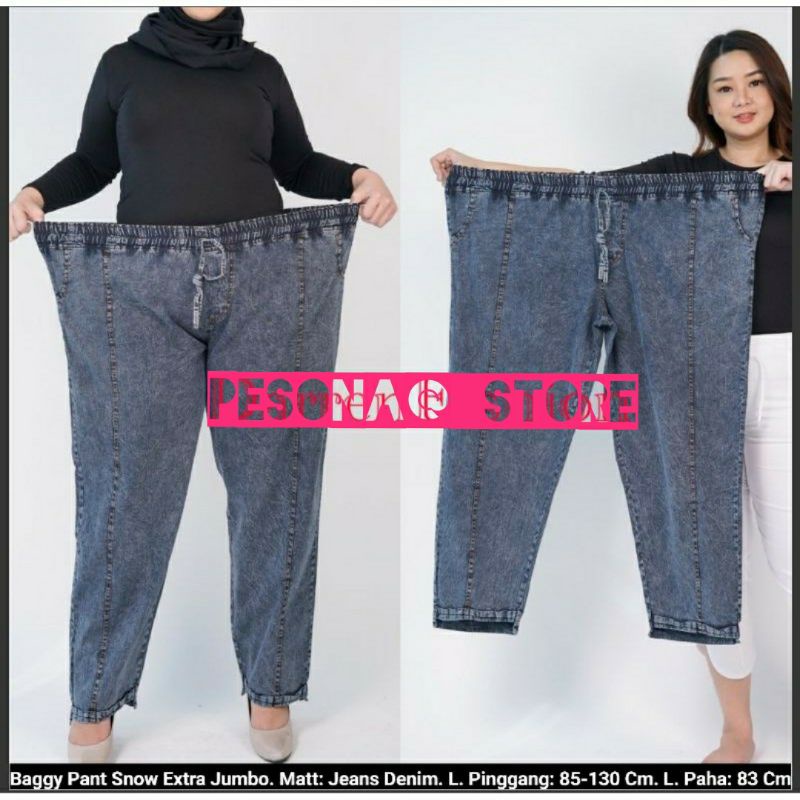 Celana Wanita Baggy Pants Snow Extra Jumbo / Boyfriend Extra Big Size Jumbo