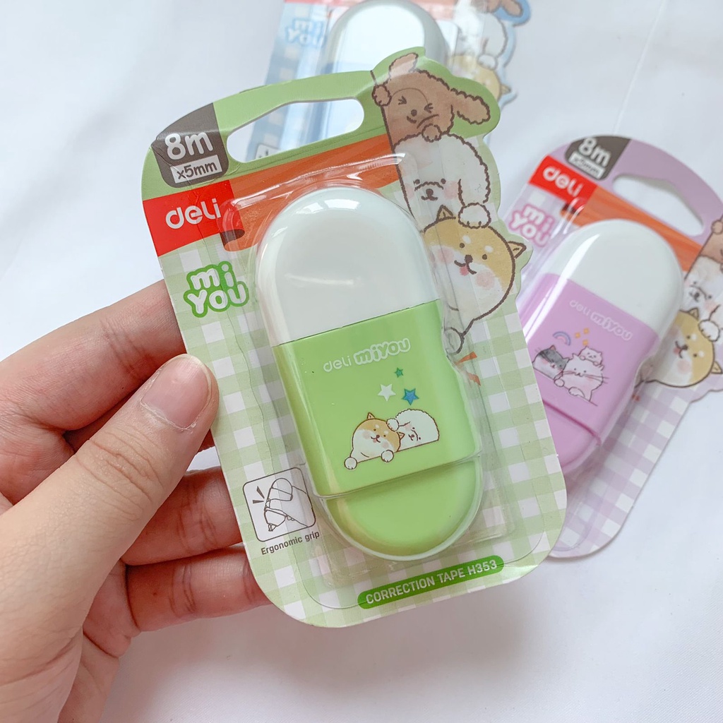 TIP EX DELI 1 PIECE KARAKTER LUCU READY 3 WARNA TERMURAH BEST QUALITY CORRECTION TAPE UNIK READY GROSIR COD