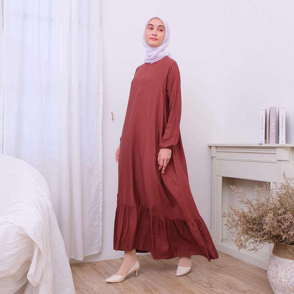 MARIHA DRESS | Gamis Polos Premium Simpel Bahan Rayon Pure Effect by Aznii