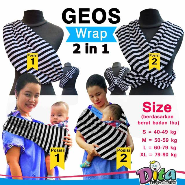 BISA TUKAR SIZE GEOS Wrap 2in1 Polos geos Kaos gendongan Wrap instan BABY WRAP SIMPEL GENDONGAN BAYI