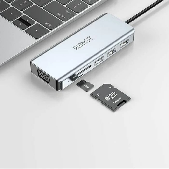 Robot HT390 / HT590 Usb Hub Type C HDMI Card Reader Adapter Macbook Ipad Pro garansi 1 th