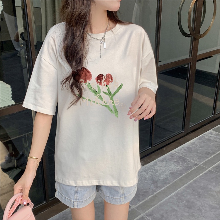 kaos atasan wanita/atasanatasan wanita /WHITE - OVERSIZE T-SHIRT FACELINE COTTON COMBED