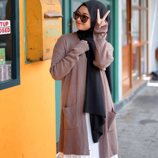 Cardigan Wanita Rajut Halus Long Cardigan BELLE Oversize By Galleraj