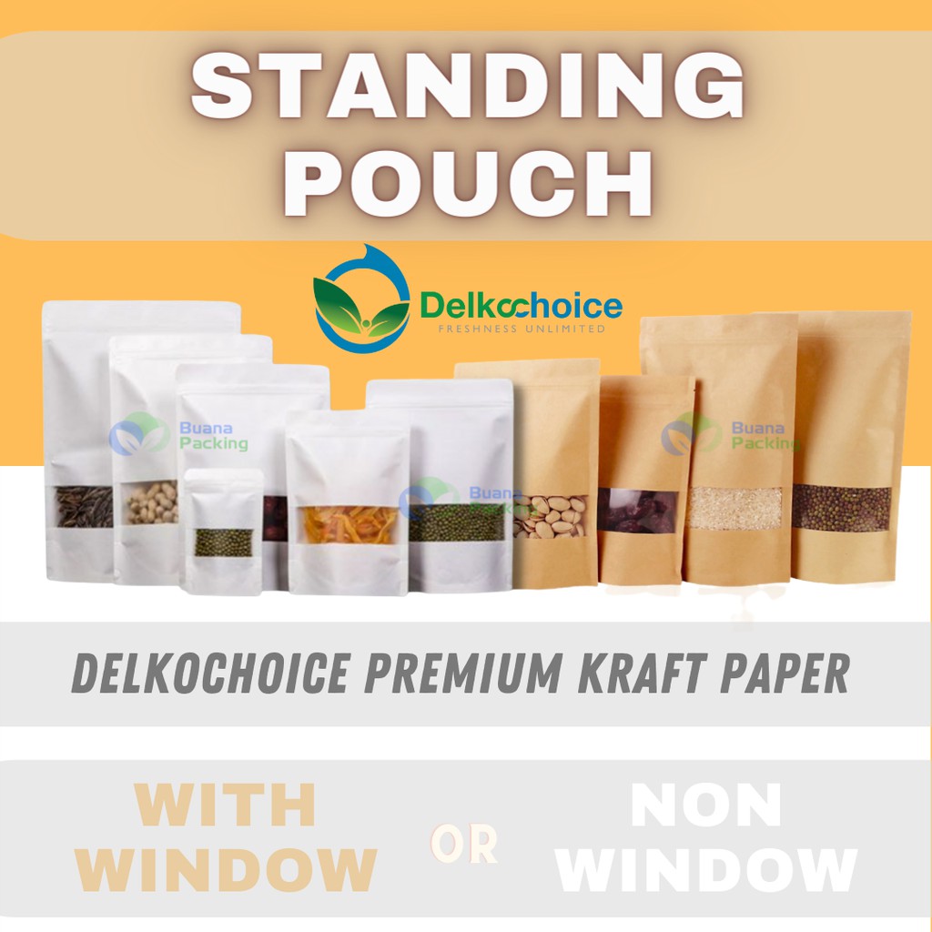 STANDING POUCH KRAFT PAPER ZIPLOCK DELKOCHOICE