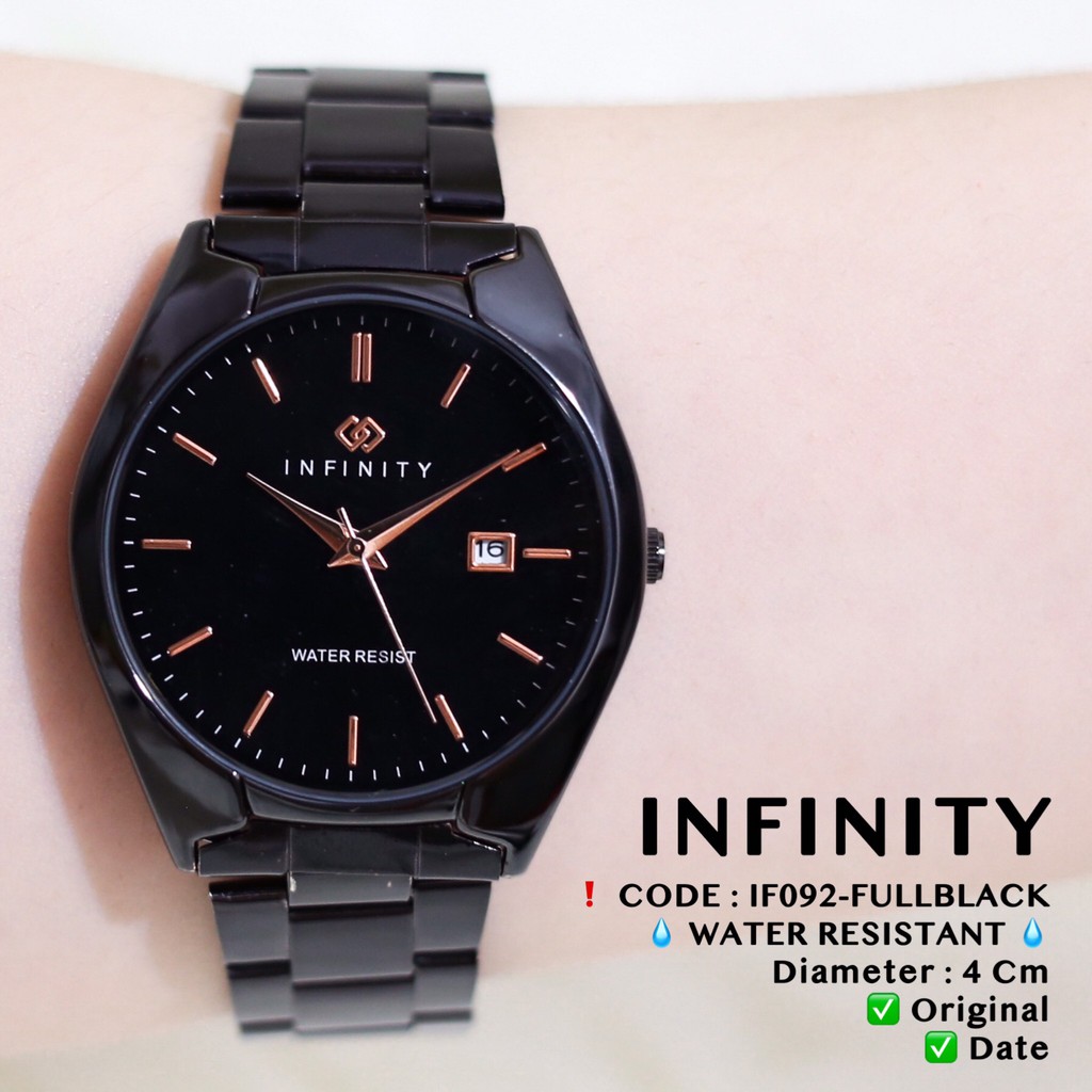 Jam tangan rantai Infinity Original Pria / wanita  anti air tanggal aktif free box free dan batere IF050 IF051