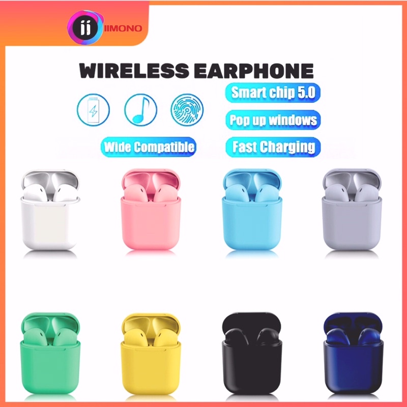 (COD)10 Warna TWS Bluetooth 5.0 Earphone Earbud Olahraga Wireless New Headset Bluetooth TWS  Earphones Nirkabel Headset With Mic