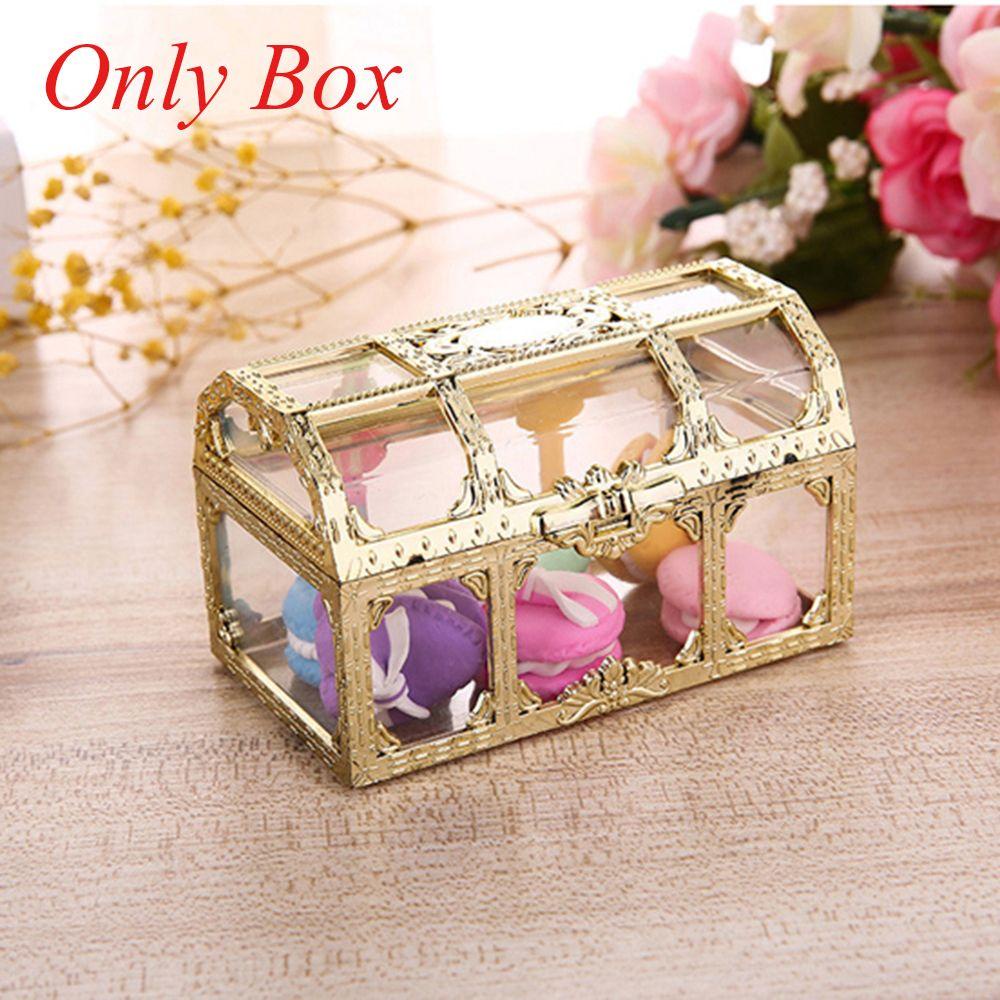 R-FLOWER Kotak Permen Organizer Perhiasan Transparan Plastik Treasure Chest Retro Souvenir