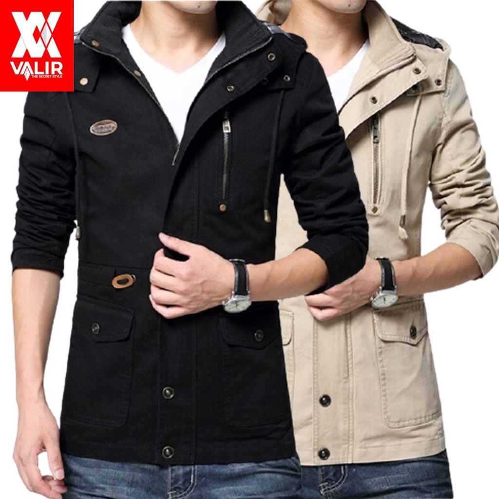 Valir Axel - Jaket Zipper Casual Pria Original Bahan Drill American Premium Terbaru Jacket Hoodie Branded Korean Style Slimfit