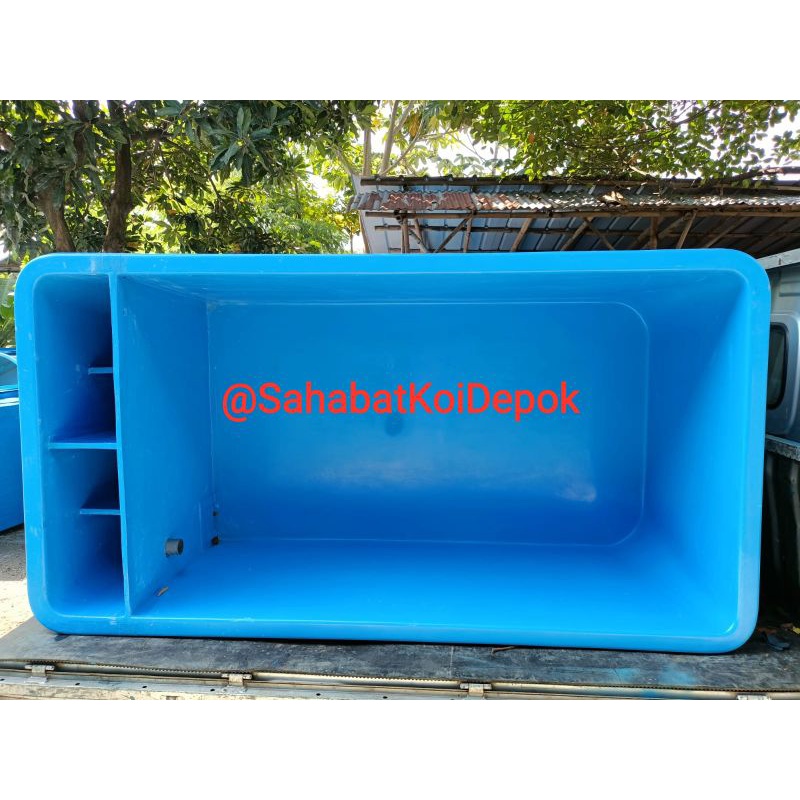 Termurah Bak Fiber / Kolam Fiber uk. 200x100x50cm dgn Sekat Filter (free ongkir*) Lengkap Dgn Tutup 
