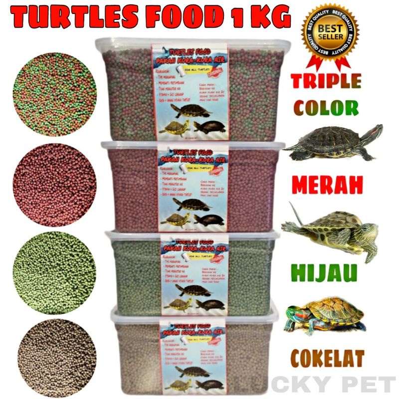 makanan pelet pakan kura kura air brazil res dada merah lagi labi ambon turtle food reptil air 1 kg