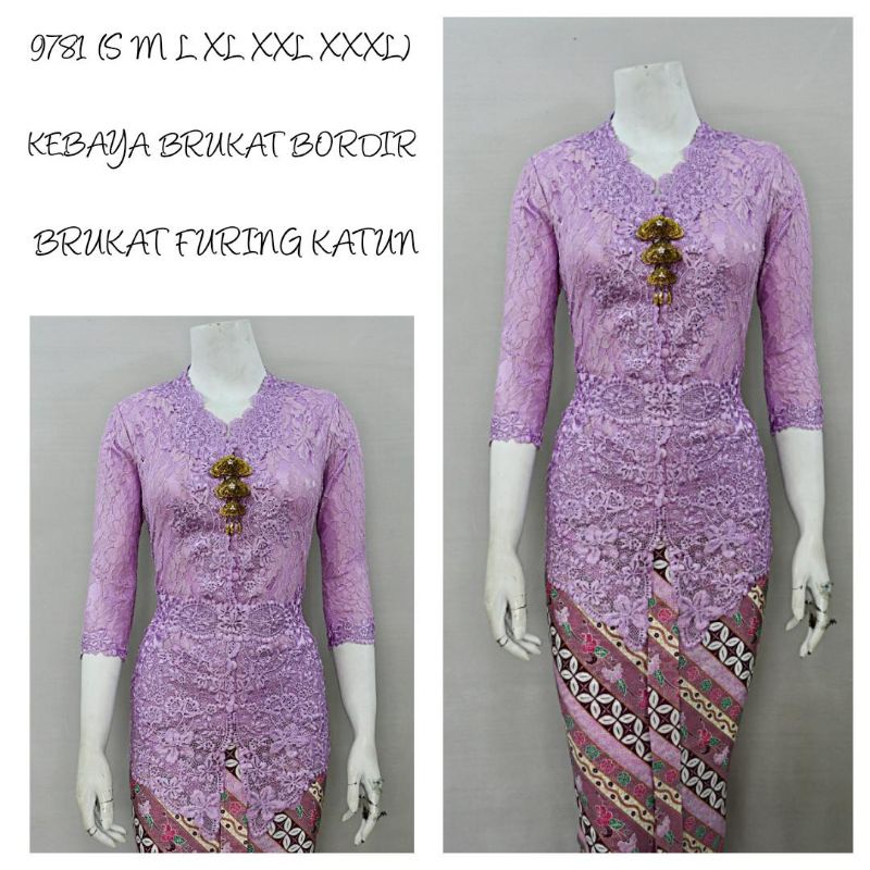 Indah KEBAYA BRUKAT BORDIR ENCIM JUMBO MODERN LENGAN 7/8 BORDIR SENADA FURING KATUN KEBAYA WISUDA KEBAYA KATUN KEBAYA AKAD KEBAYA MODERN 2L 3L 4L 5L 9774 & 9776 A-Lilac