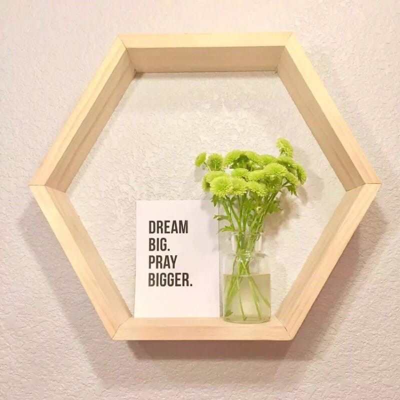 Rak Dinding Kayu Hexagonal / Rak Hexagonal Segi Enam