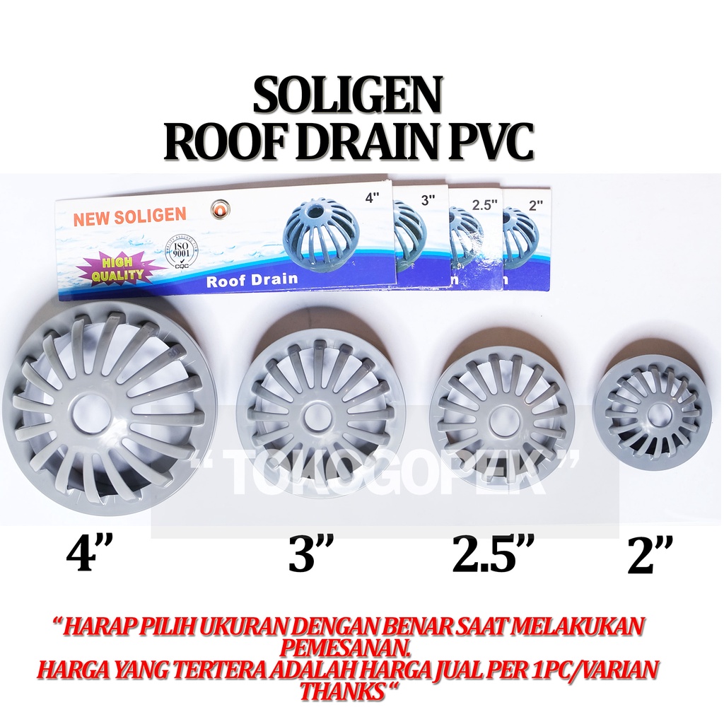 SOLIGEN ROOF DRAIN PVC - TALANG AIR - SARINGAN TALANG PEMBUANGAN AIR