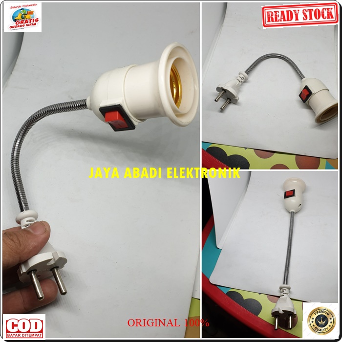 G453 SAKLAR COLOK SAMBUNGAN RUMAH LAMPU E27 28 CM EXTENSION STEKER FLEXSIBEL COLOKAN LISTRIK SETRUM PITING PEMANJANG SOCKET ULIR KEPITING STOP KONTAK LOYAL TERMINAL CABANG PENAMBAH KUNINGAN TEMBOK DINDING ON OFF FITING BOHLAM BERKHUALITAS