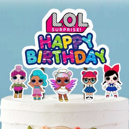 satu 1 set topper toper hiasan tusukan kue cake nasi tumpeng puding ulang tahun happy birthday karakter lol LOL surprise isi 6