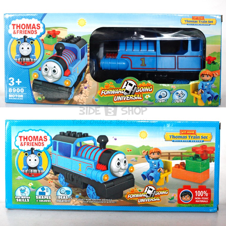 Mainan Thomas Train Set Lego Duplo Block Bump & Go 8900 Free Baterai