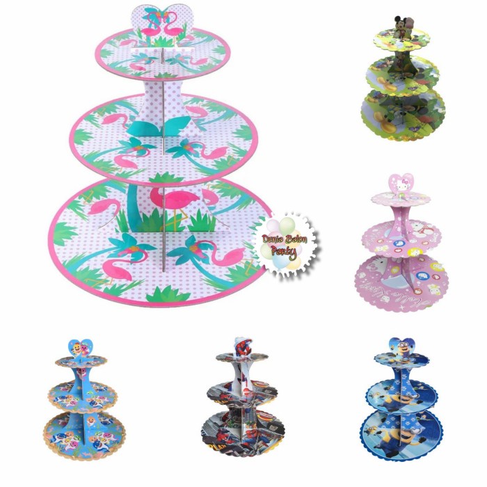 Cake Tier / Standing Cake / Tempat Kue Cup Cake Stand Aneka Karakter