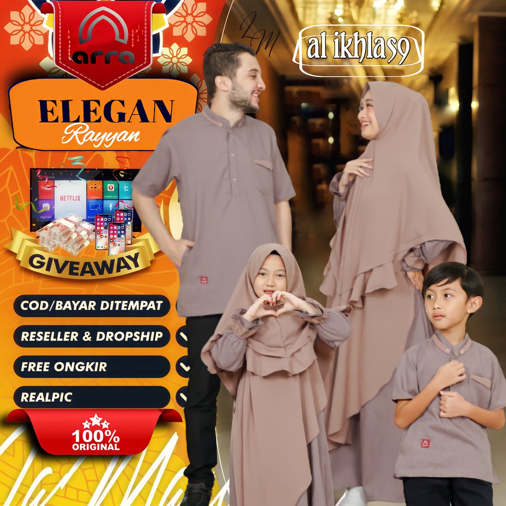 Baju Couple Keluarga Kondangan Koko Cople Gamis Sarimbit Muslim Kapelan Suami Istri Ayah Anak Pacar