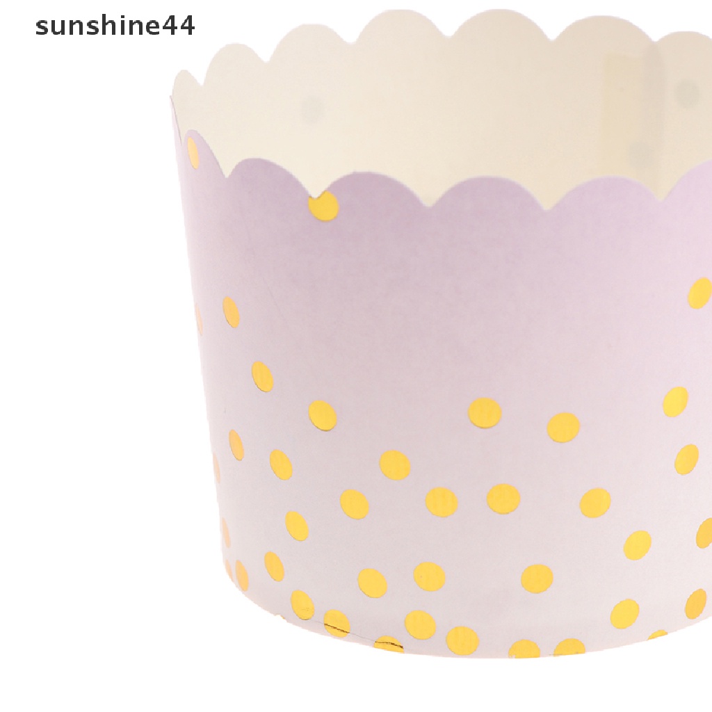 Sunshine Kertas Pembungkus Cupcake / Muffin Motif Polkadot Warna Emas / Pink