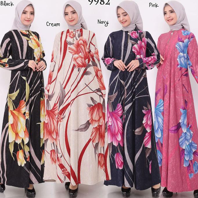 Baju Gamis Wanita Terbaru Gamis Jersey Belmont Gamis Jumbo XXL 6956 - Navy