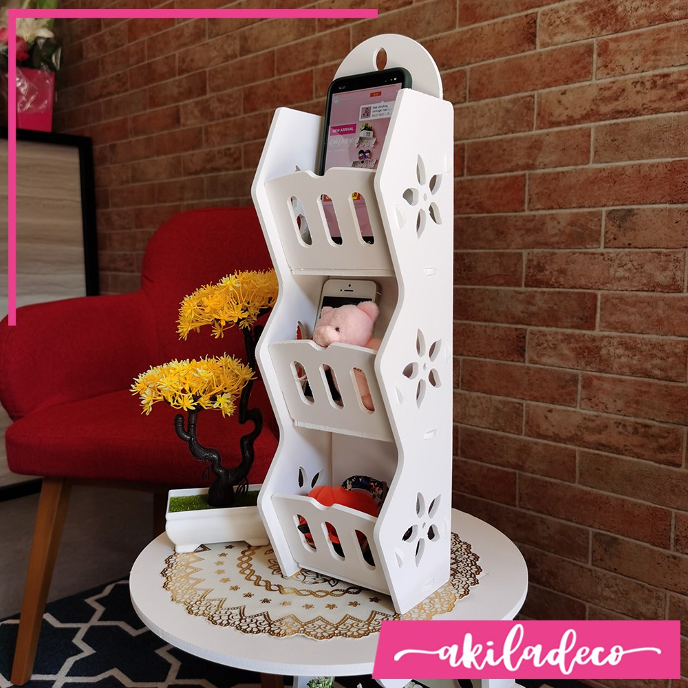 RAK GANTUNG SERBAGUNA Storage Decorative Rack Shabby chic rak remote READY PUTIH UNIK