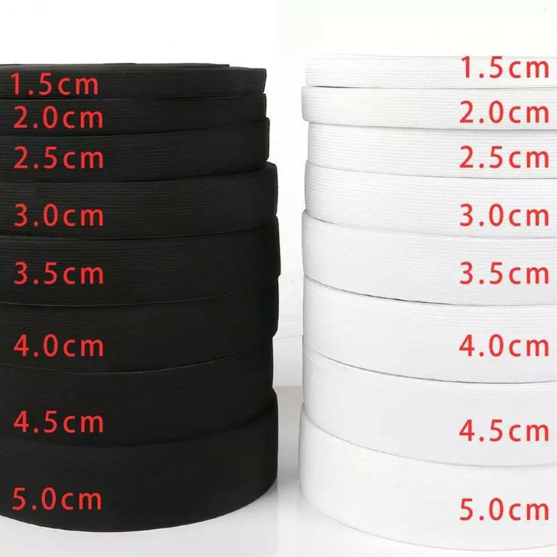 ji- karet elastis/elastic celana/kolor/baju 1cm,2cm,2,5cm,3cm,3,4cm,5cm,10,5cm