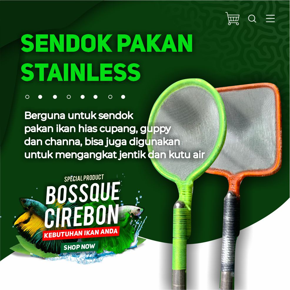 Serokan STAINLESS Sendok Pakan  Ikan Cupang Seser Saringan Sauk Ikan Hias Jentik Kutu Air Non Handle