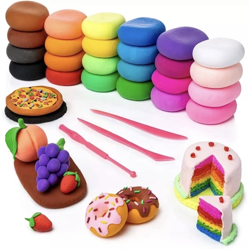 Clay Polymer Mainan Anak (12 pcs) Edukasi SLIME Clay Dough Colour Play