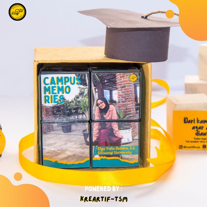 Hadiah Unik/Kubus Foto (untuk kenang-kenangan/souvenir Wisuda, Pernikahan, Ultah, dll)