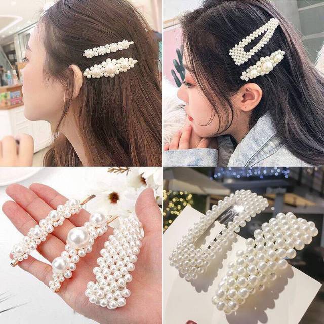 Jepit korea, jepit poni mutiara korea, hairpin pearl hairclip cewek korea