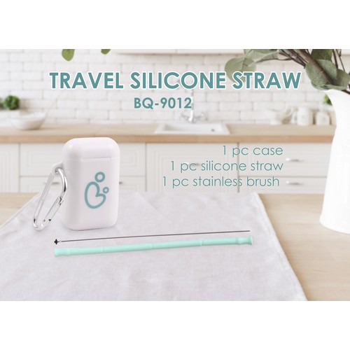 Babyqlo Sedotan Lipat Silicone / Travel Silicone Straw Set / Sedotan Silikon Plus Case