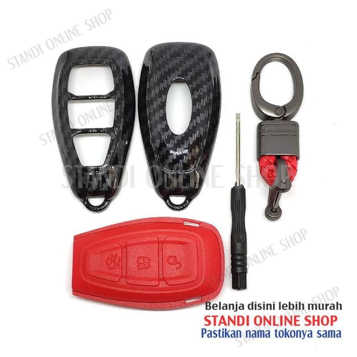 Cover Smartkey Sarung Kunci Ford Ecosport Focus Carbon Merah