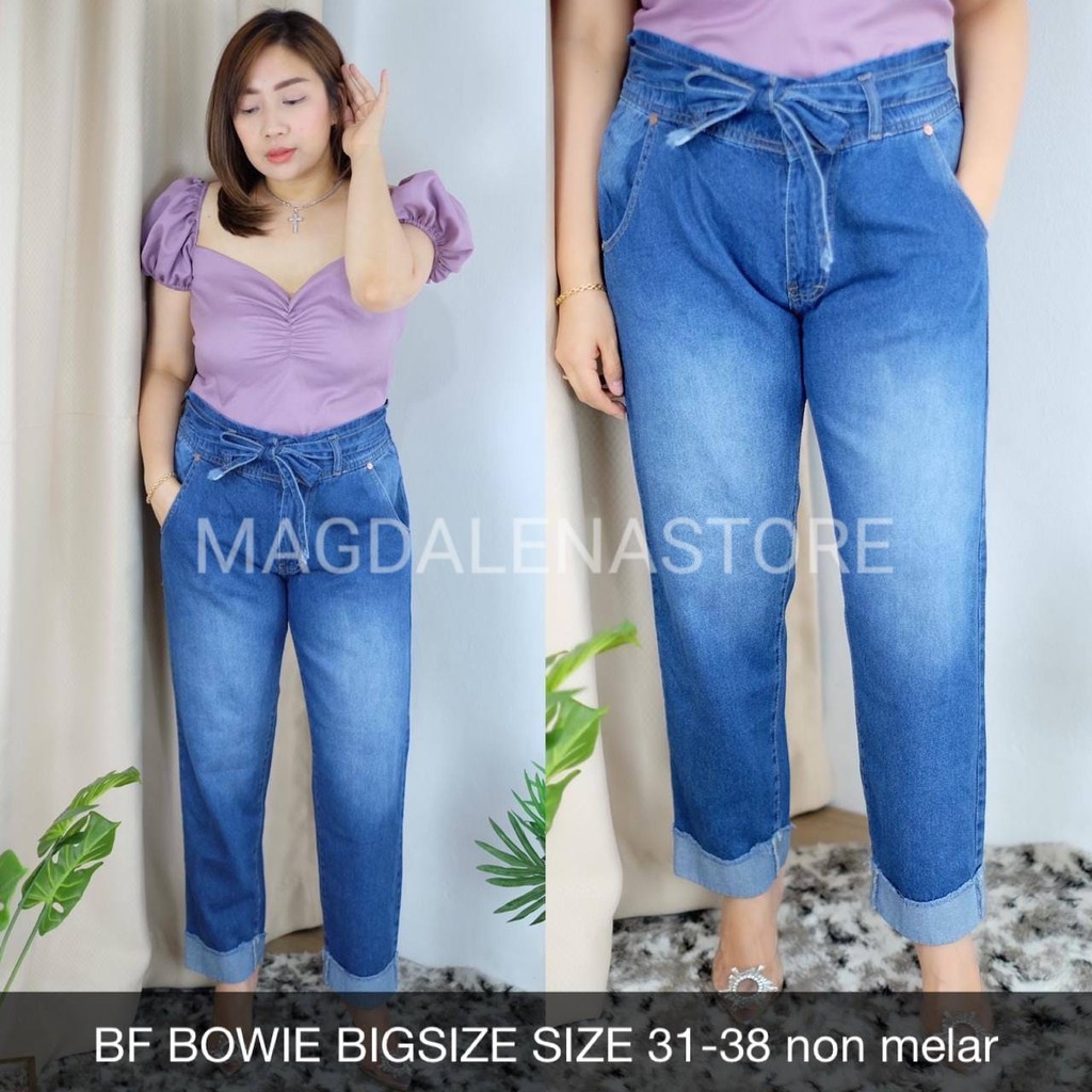 CELANA BF JEANS JUMBO WANITA BF BOWIE BIGSIZE JEAN BOYFRIEND PANJANG