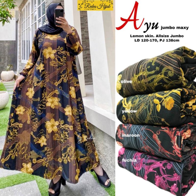 Rumona #19 Gamis Jumbo Big Size Melar LD Sampai 150 cm Bahan Lemonskin 4L 5L Ori Redea