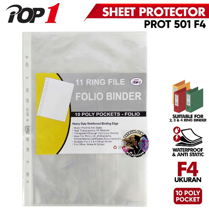 

[PAK KECIL] SHEET PROTECTOR / PP POCKETS 501 F4 FOLIO 11 RING POP1 (10 PCS)*