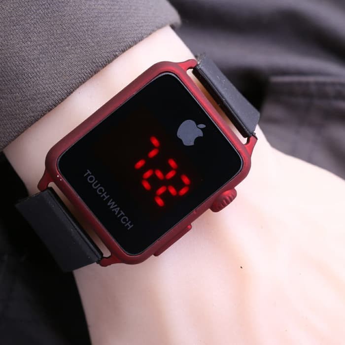 Jam Tangan Pria / Wanita iphone LED SK760 Rubber Black Red