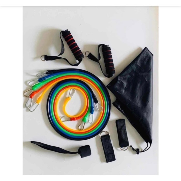 Expander band resistance band + tali karet olahraga TLID