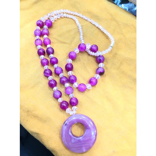 kalung dan gelang batu khas Kalimantan cantik satu set