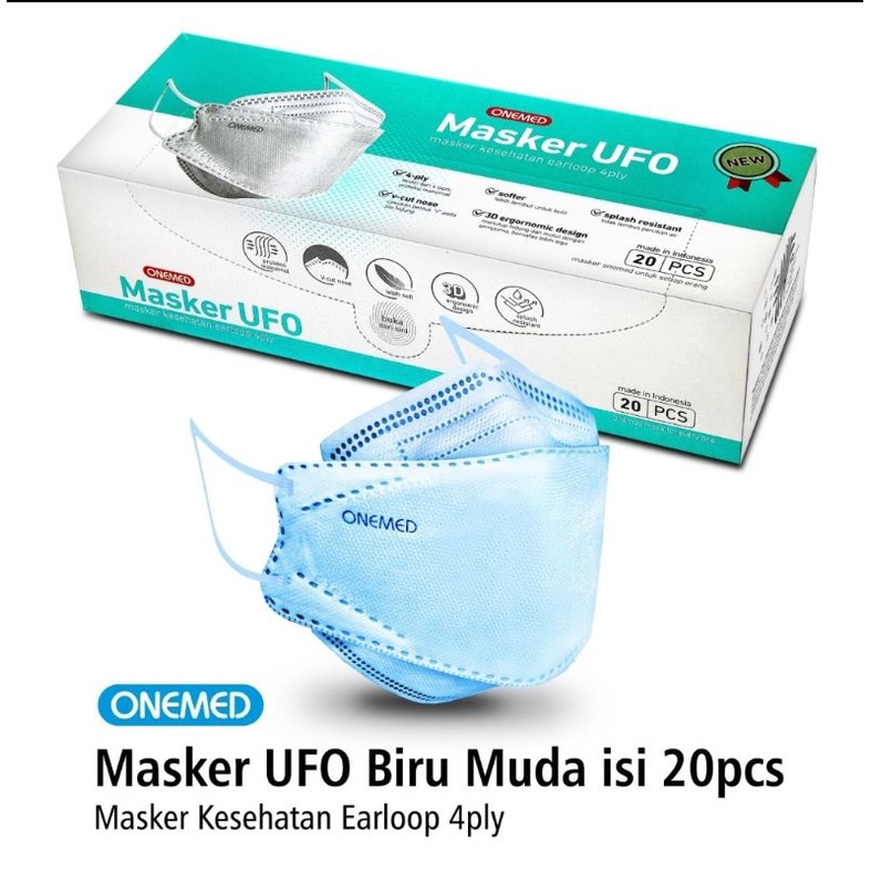 Masker KF94 Onemed Masker Medis UFO Biru Muda - Model Pokana