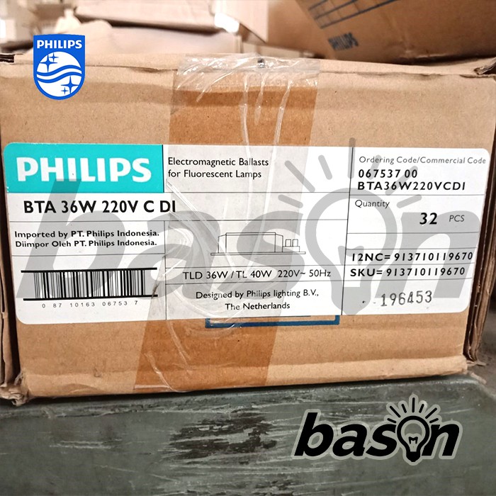 PHILIPS BTA 36W 220V C SC / DI - Ballast / Trafo lampu TL