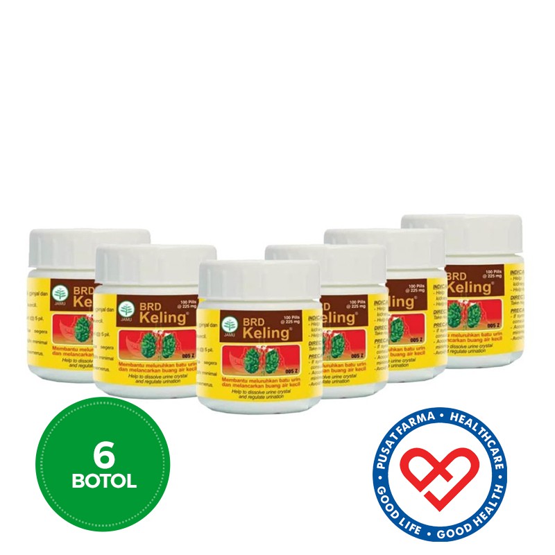 Borobudur Herbal Keling 100 Pil Obat Batu Ginjal Sakit Pinggang 6 botol