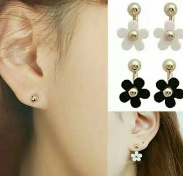 Anting fashion wanita two in one simple dan modis korea style