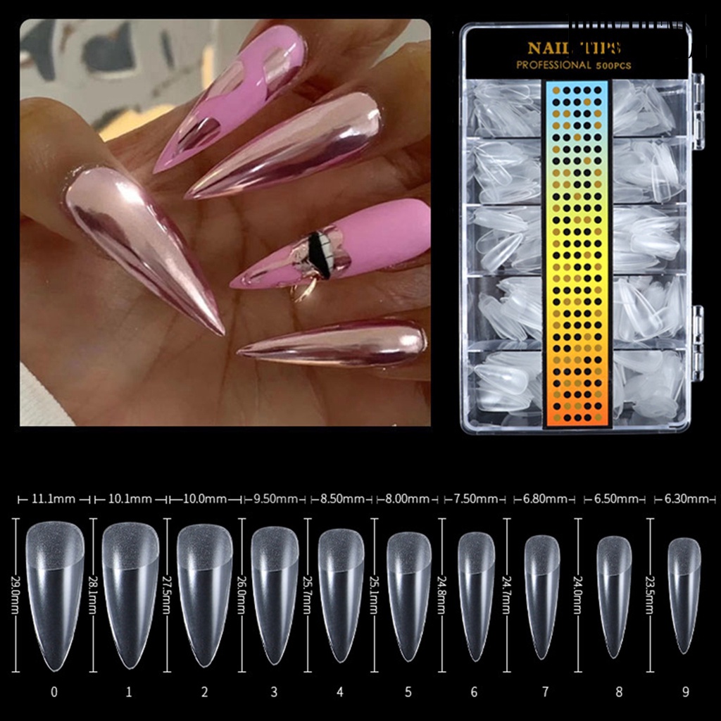 Providence 500Pcs Clear Frosted C Curved False Nail Tips Fingernail DIY Manicure Art Decor