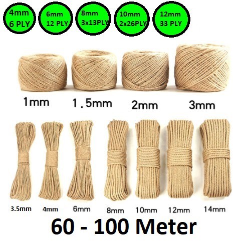 Tali Goni | Tali Tambang | Tali Garukan Kucing | Hemp Rope Uk.4-8mm Harga/60-100Meter