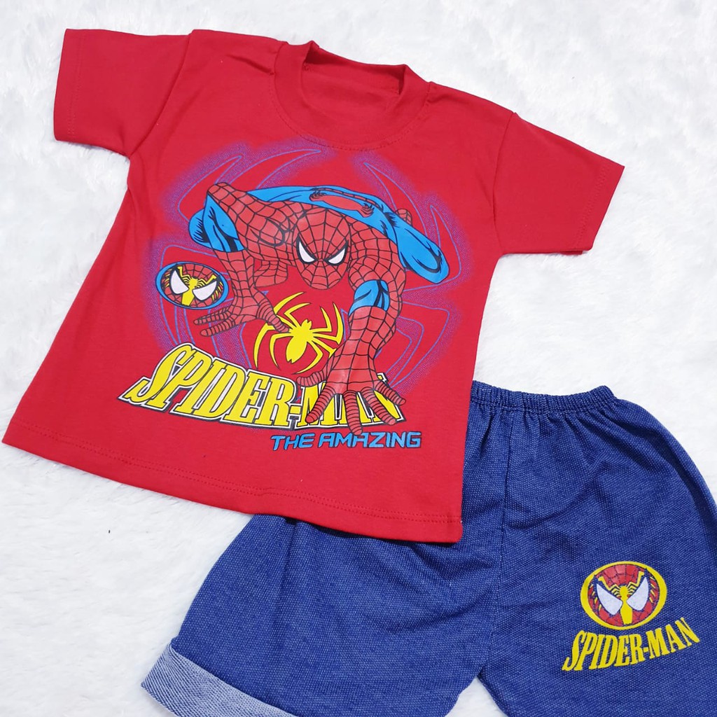 SETELAN ANAK DORAEMON CAR SPIDERMAN / CYAND.CLOTHING / SET PAKAIAN ANAK