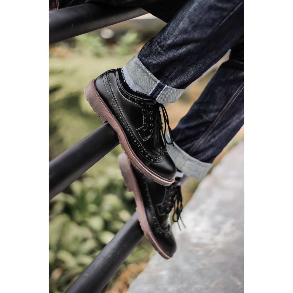 sepatu formal longwing black volkerfootwear - smokker black